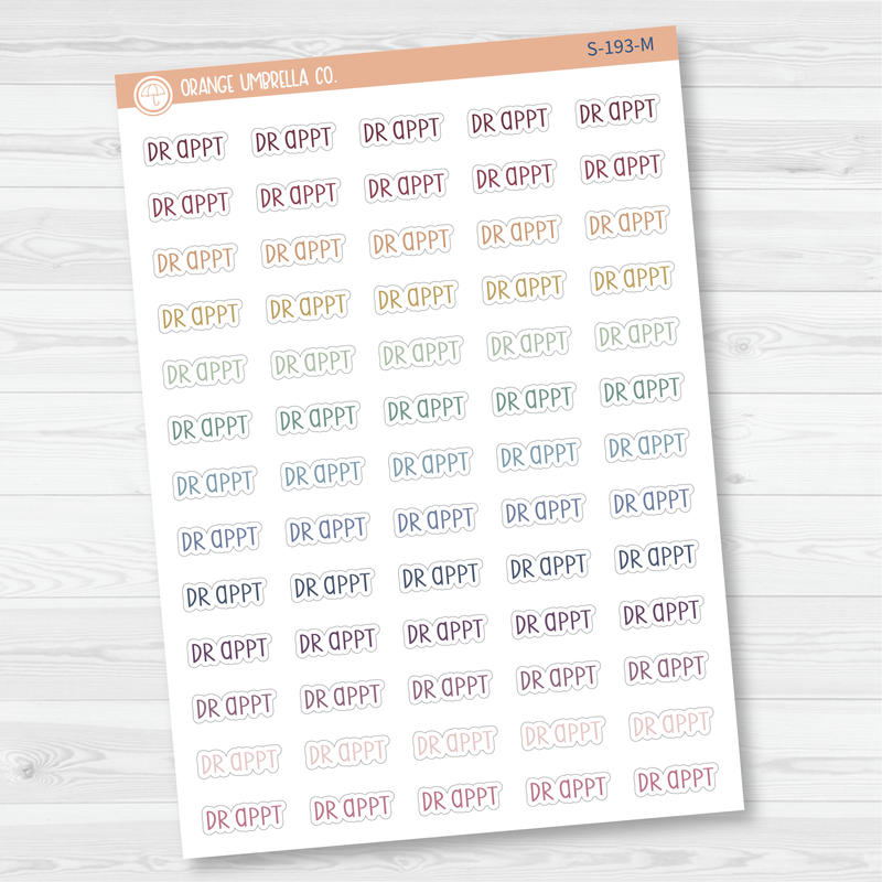 Dr. Appt Script Planner Stickers | F3 | S-193