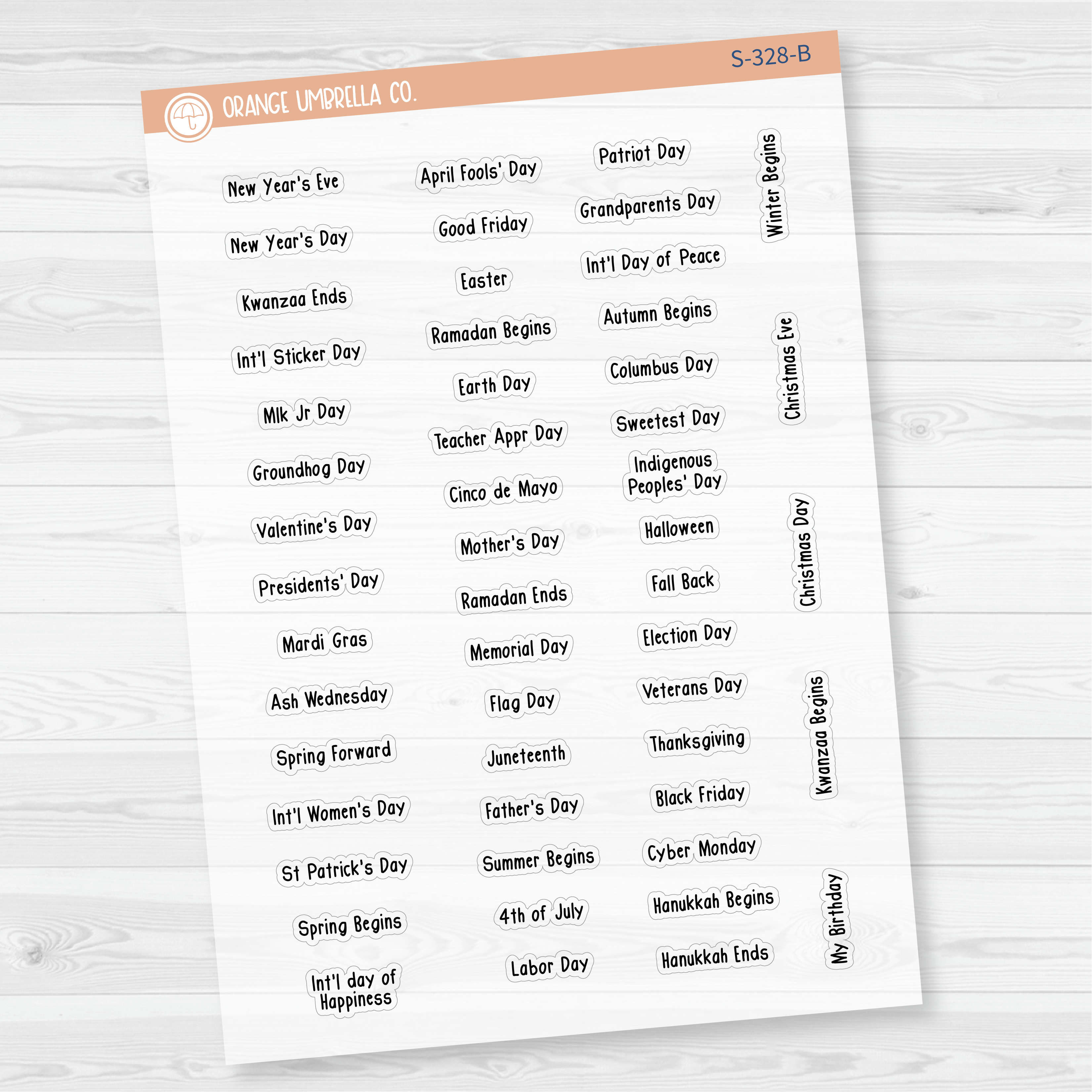 US Holidays Saray Plans - Mini Script Planner Stickers | FSP | S-328