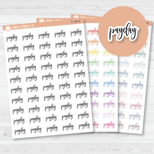 CLEARANCE | Pay Day Script Planner Stickers | F2 | S-340 / 903-050