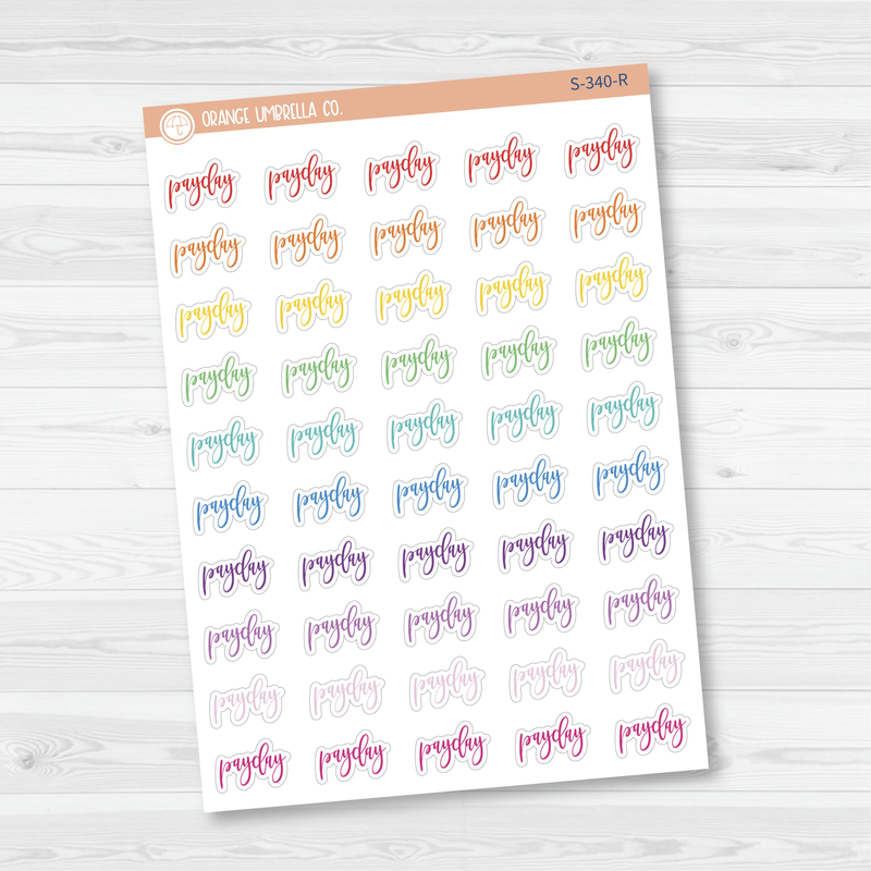 Pay Day Script Planner Stickers | F2 | S-340 / 903-050