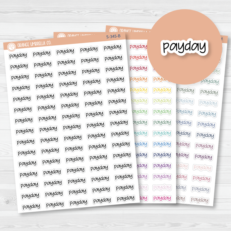 Payday Jen Plans Script Planner Stickers | FJP  | 903-070-001L-WH