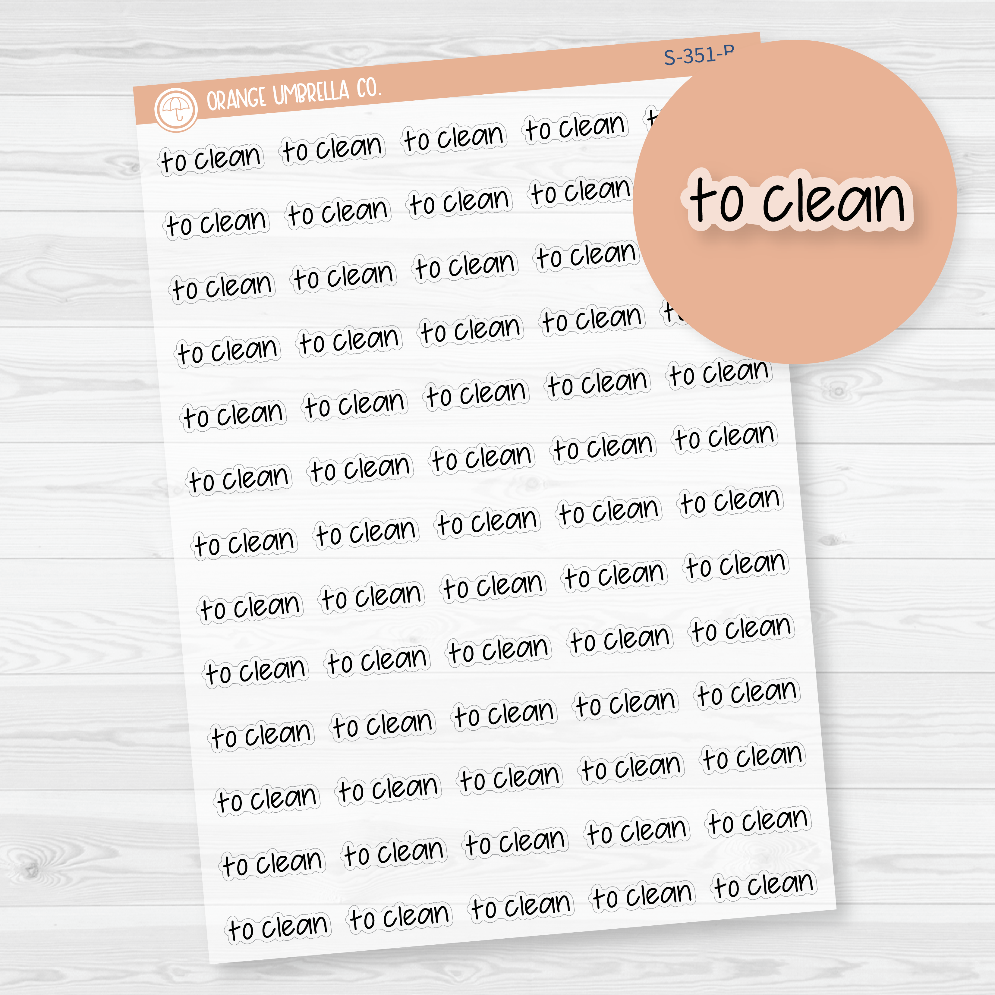 To Clean Jen Plans Script Planner Stickers | FJP Clear Matte | S-351-BCM