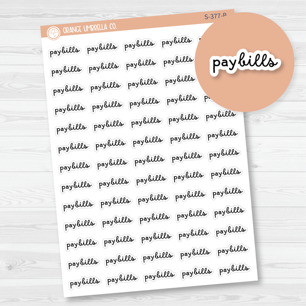 Pay Bills Script Planner Stickers | F16 | S-377-B