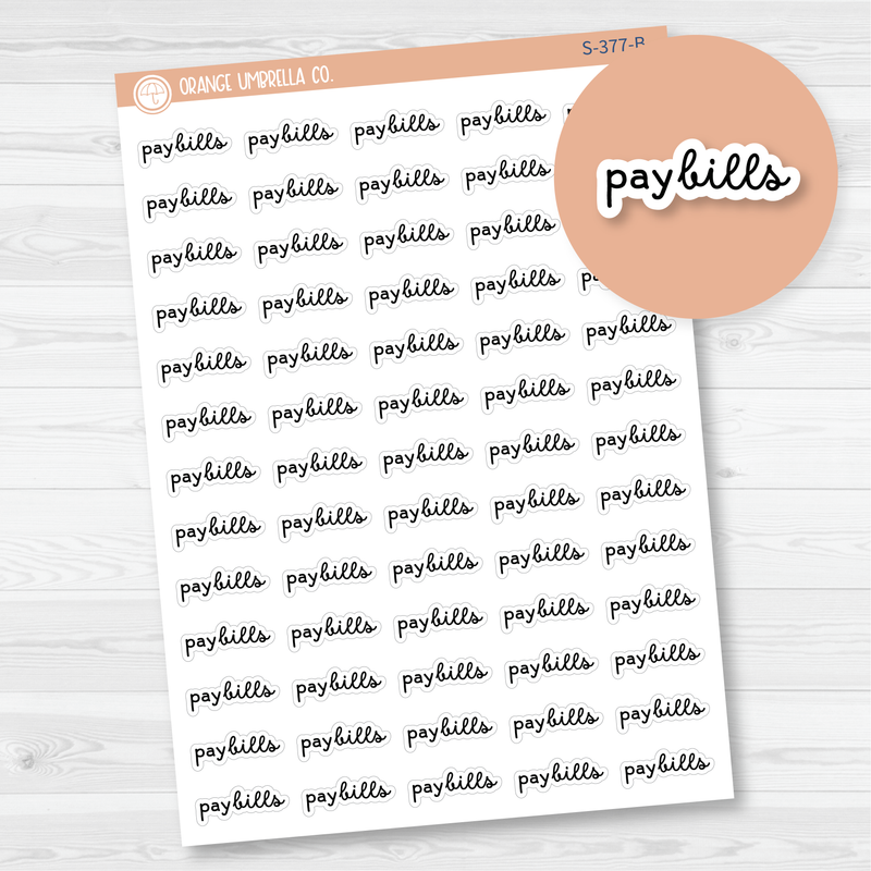 Pay Bills Script Planner Stickers | F16 | S-377-B