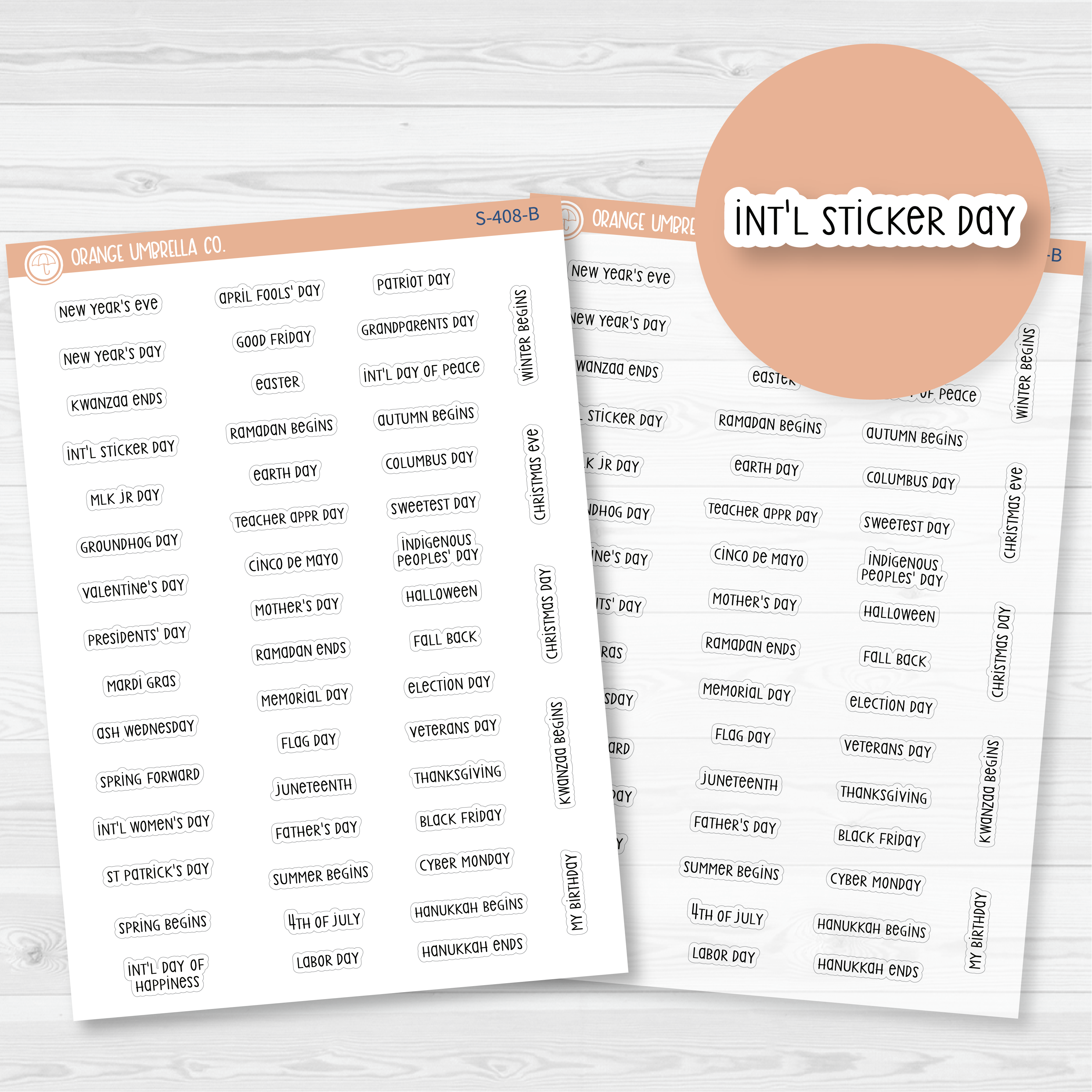 US Holidays - Mini Script Planner Stickers | F3 | S-408
