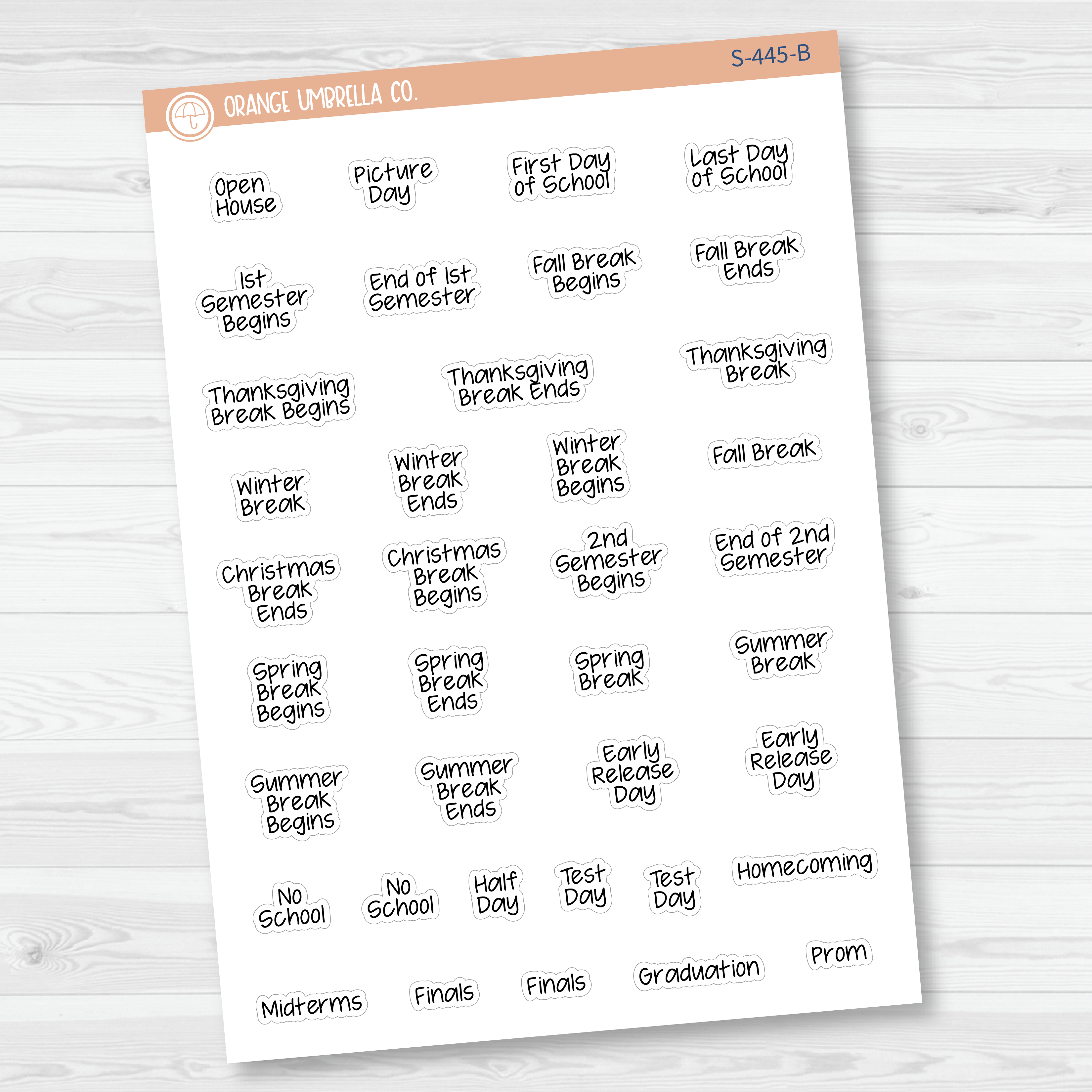 School Related Holiday - Mini Script Planner Stickers | FJP | S-445