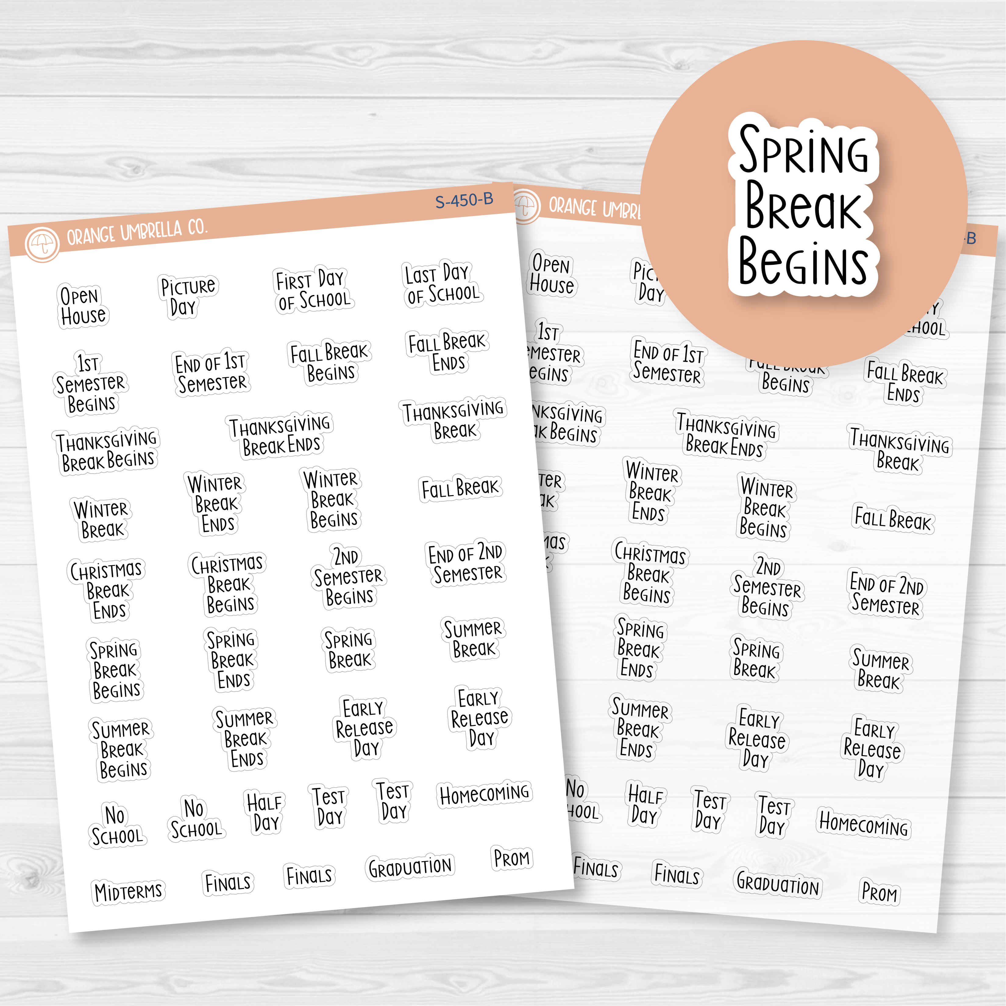 School Related Holiday - Mini Script Planner Stickers | F3 | S-450-B