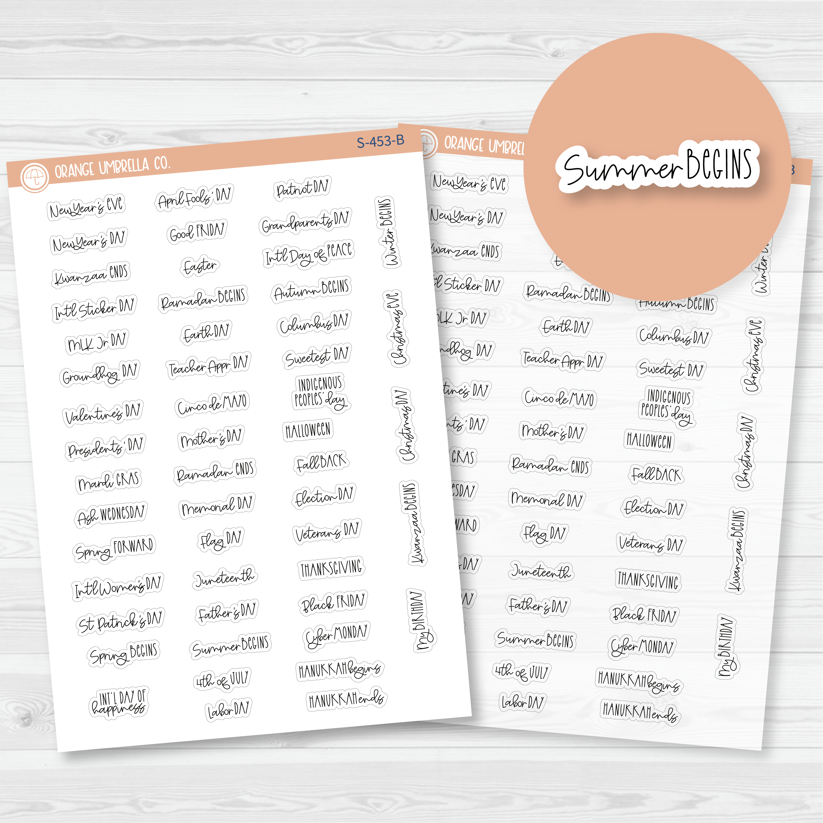 US Holidays - Mini Script Planner Stickers | FC12 | S-453