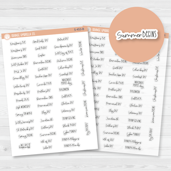 US Holiday - Mini Script Planner Stickers | FC12 | S-453