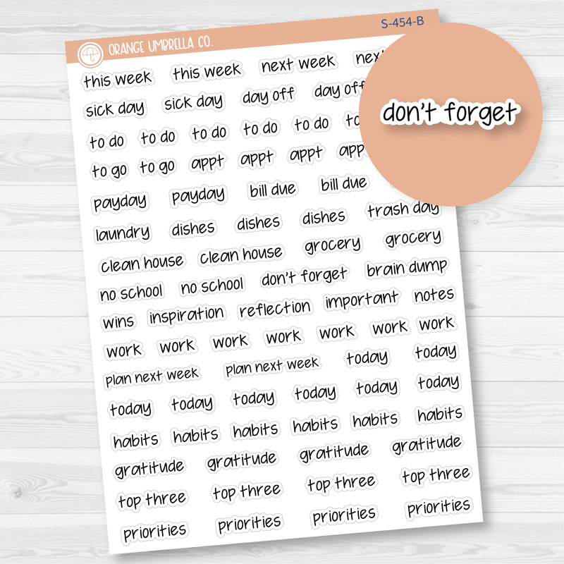 Jen Plans Font Sampler Script Planner Stickers | FJP | S-454-B