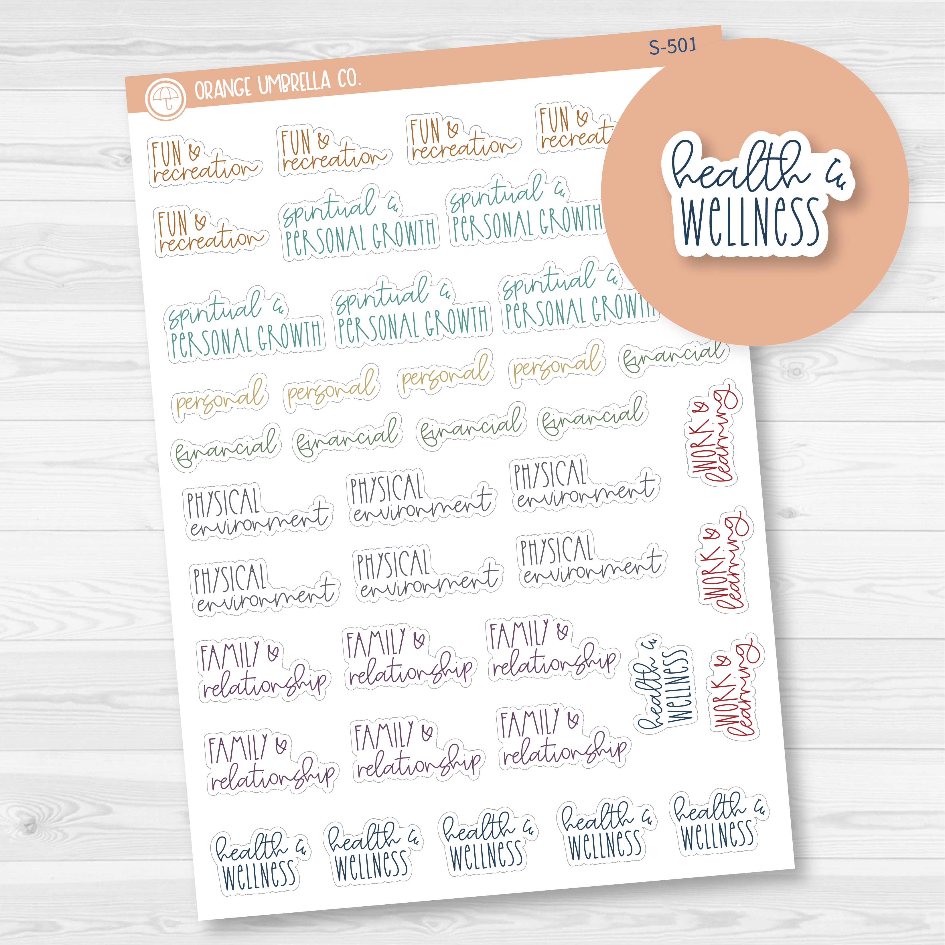 MakseLife Goal Categories Script Planner Stickers | FC12 | S-501