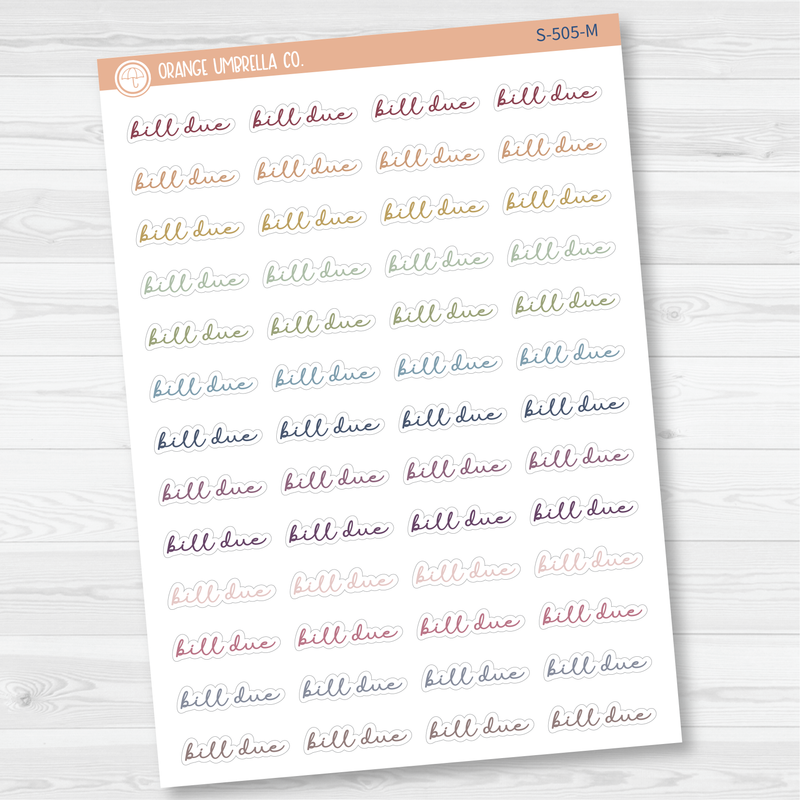 Bill Due Script Planner Stickers | F5 | S-505