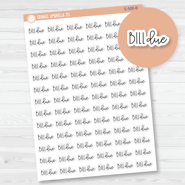 Bill Due Script Planner Stickers | FC12 | S-508-B