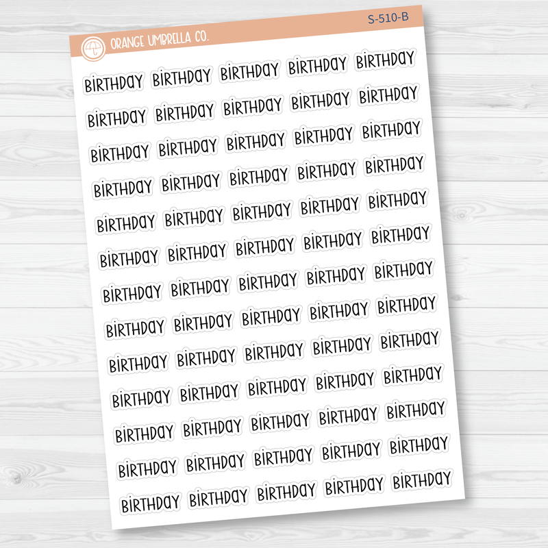 Birthday Script Planner Stickers | F3 | S-510