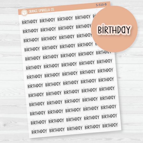 Birthday Script Planner Stickers | F3 Clear Matte | S-510-BCM