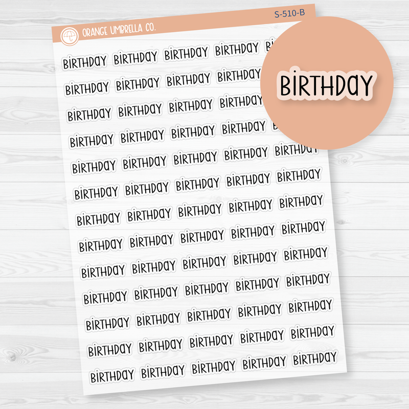 Birthday Script Planner Stickers | F3 Clear Matte | S-510-BCM