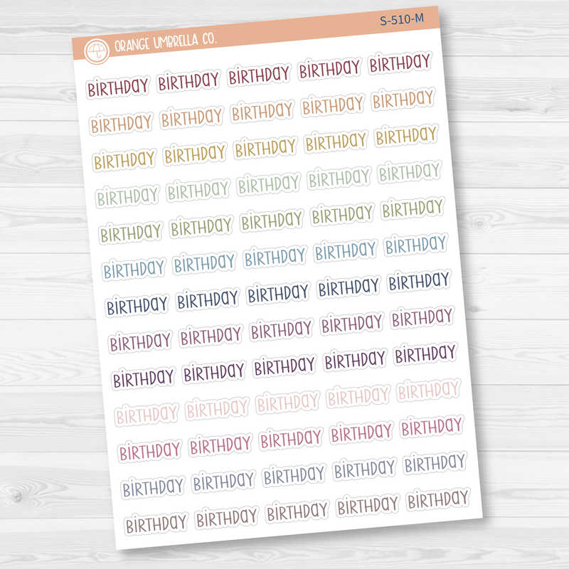 Birthday Script Planner Stickers | F3 | S-510