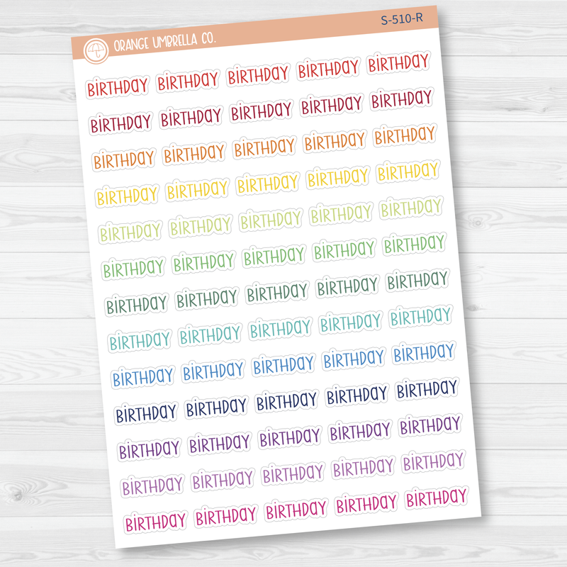 Birthday Script Planner Stickers | F3 | S-510