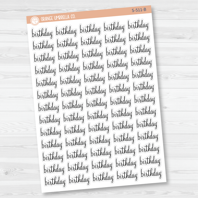 Birthday Script Planner Stickers | F4 | S-511