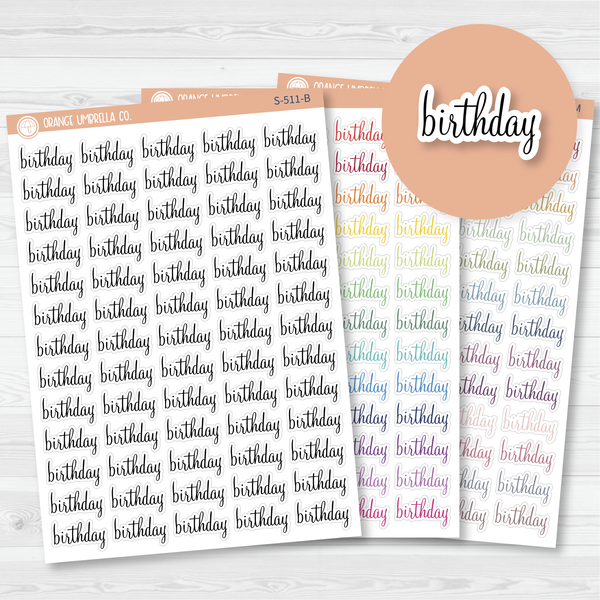 Birthday Script Planner Stickers | F4 | S-511