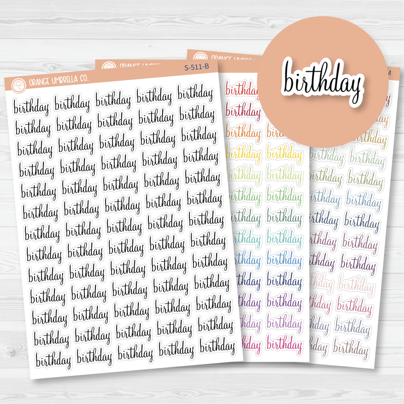 Birthday Script Planner Stickers | F4 | S-511