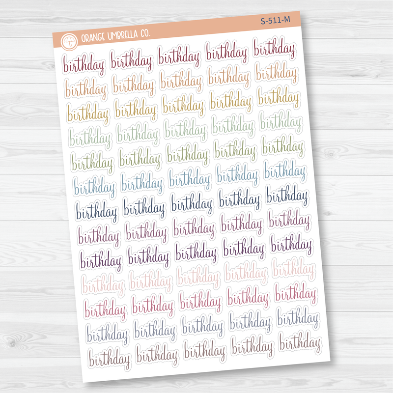 Birthday Script Planner Stickers | F4 | S-511