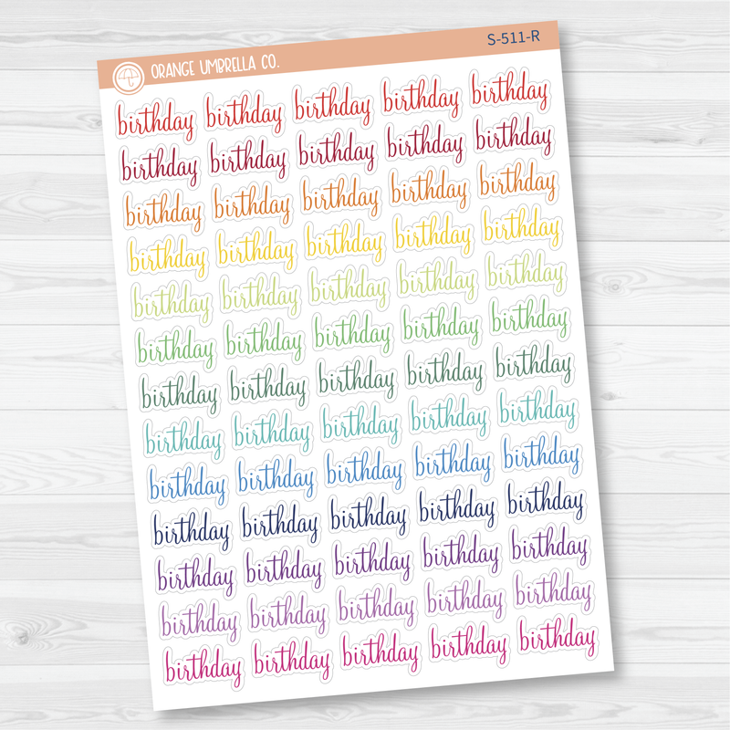 Birthday Script Planner Stickers | F4 | S-511