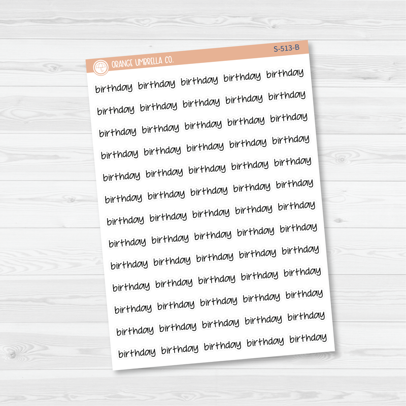 Birthday Jen Plans Script Planner Stickers | FJP | S-513