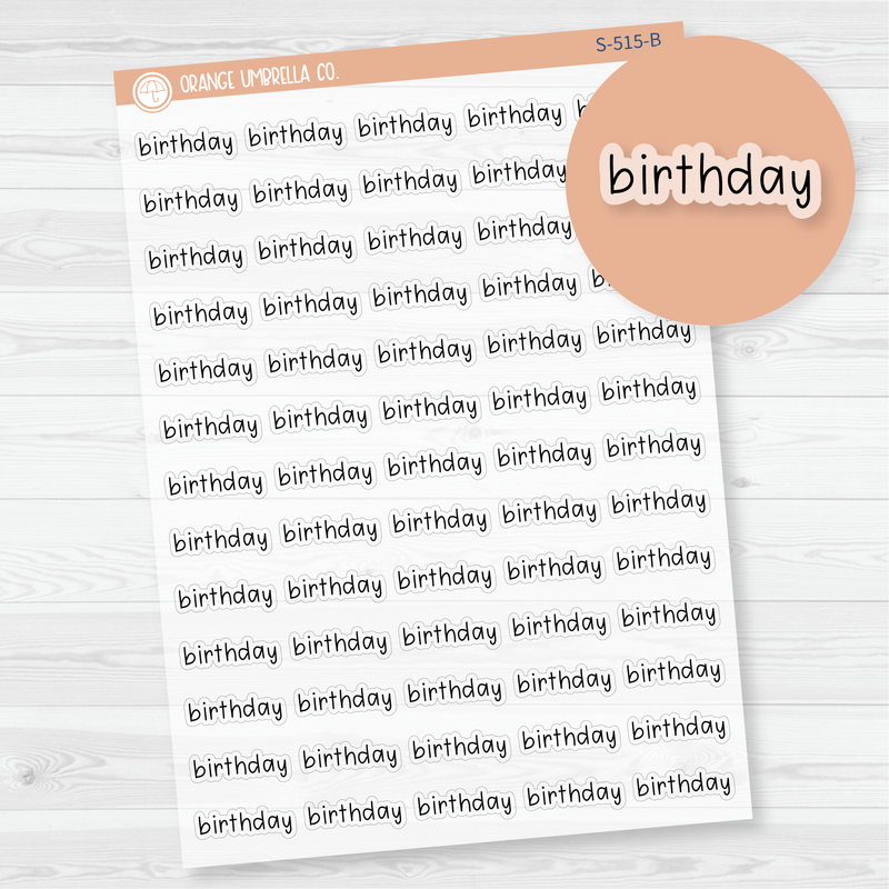 Birthday Julie's Plans Script Planner Stickers | JF Clear Matte | S-515-BCM