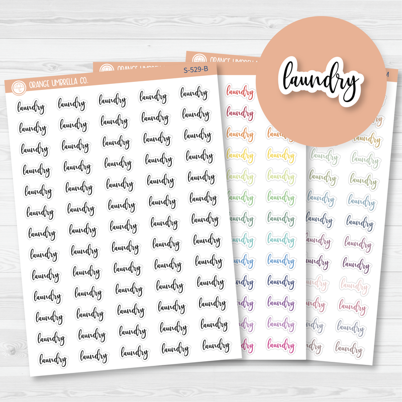 Laundry Script Planner Stickers | F2 | S-529
