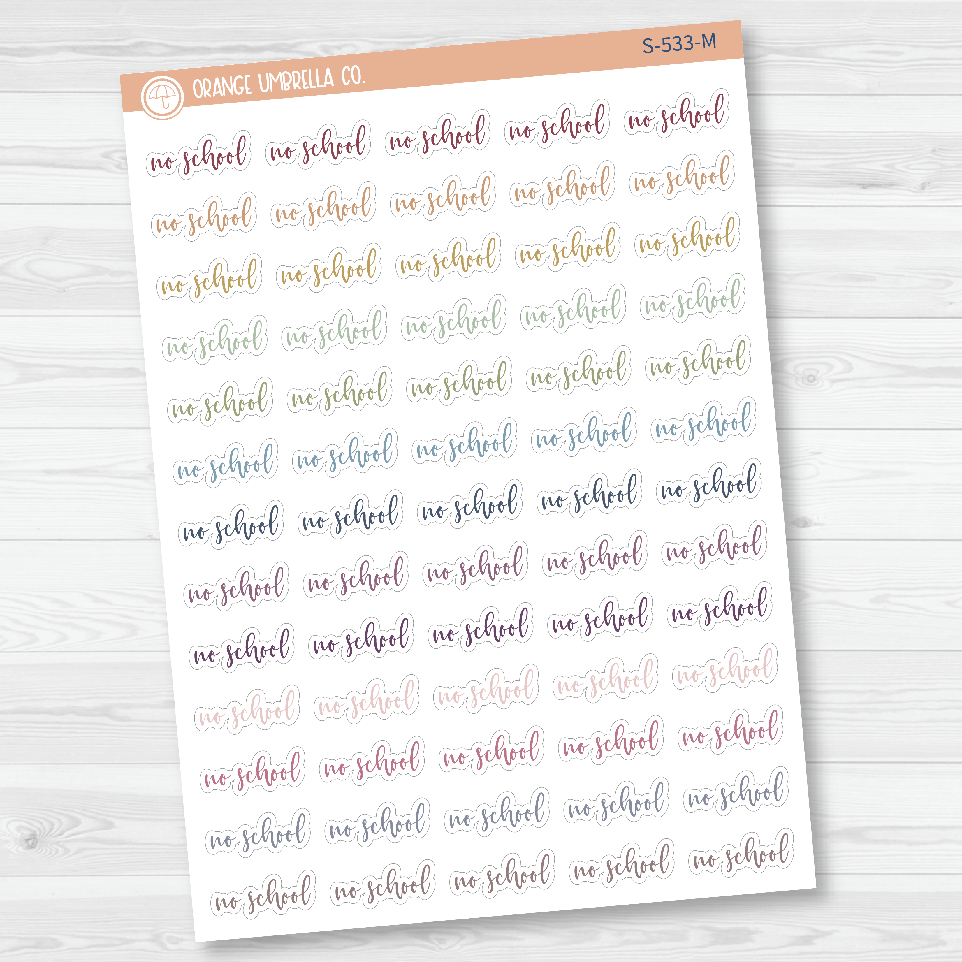 No School Script Planner Stickers | F2 | S-533