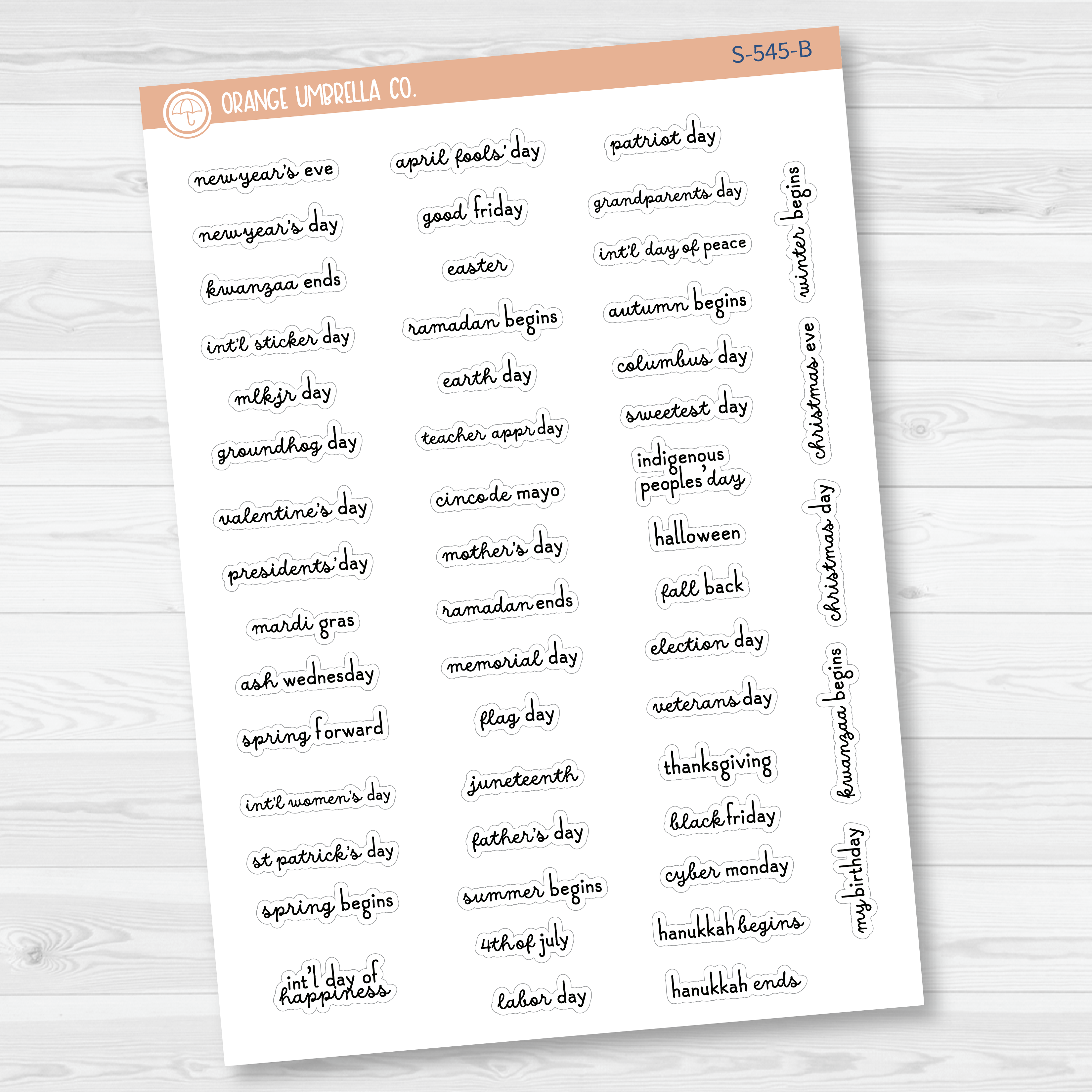 US Holidays - Mini Script Planner Stickers | F16 | S-545