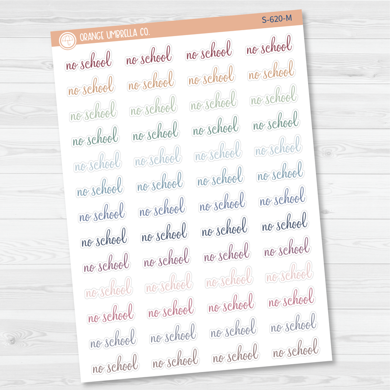 No School Script Planner Stickers | F4  | S-620