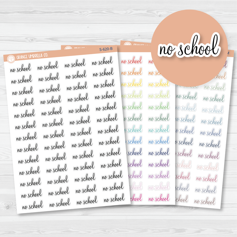 No School Script Planner Stickers | F4  | S-620