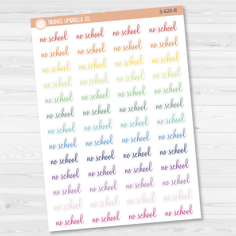 No School Script Planner Stickers | F4  | S-620