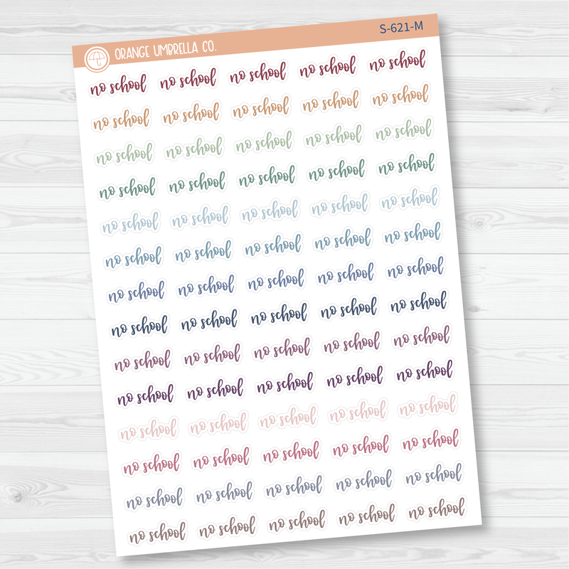 No School Script Planner Stickers | F7 | S-621 / 902-192-001L-WH