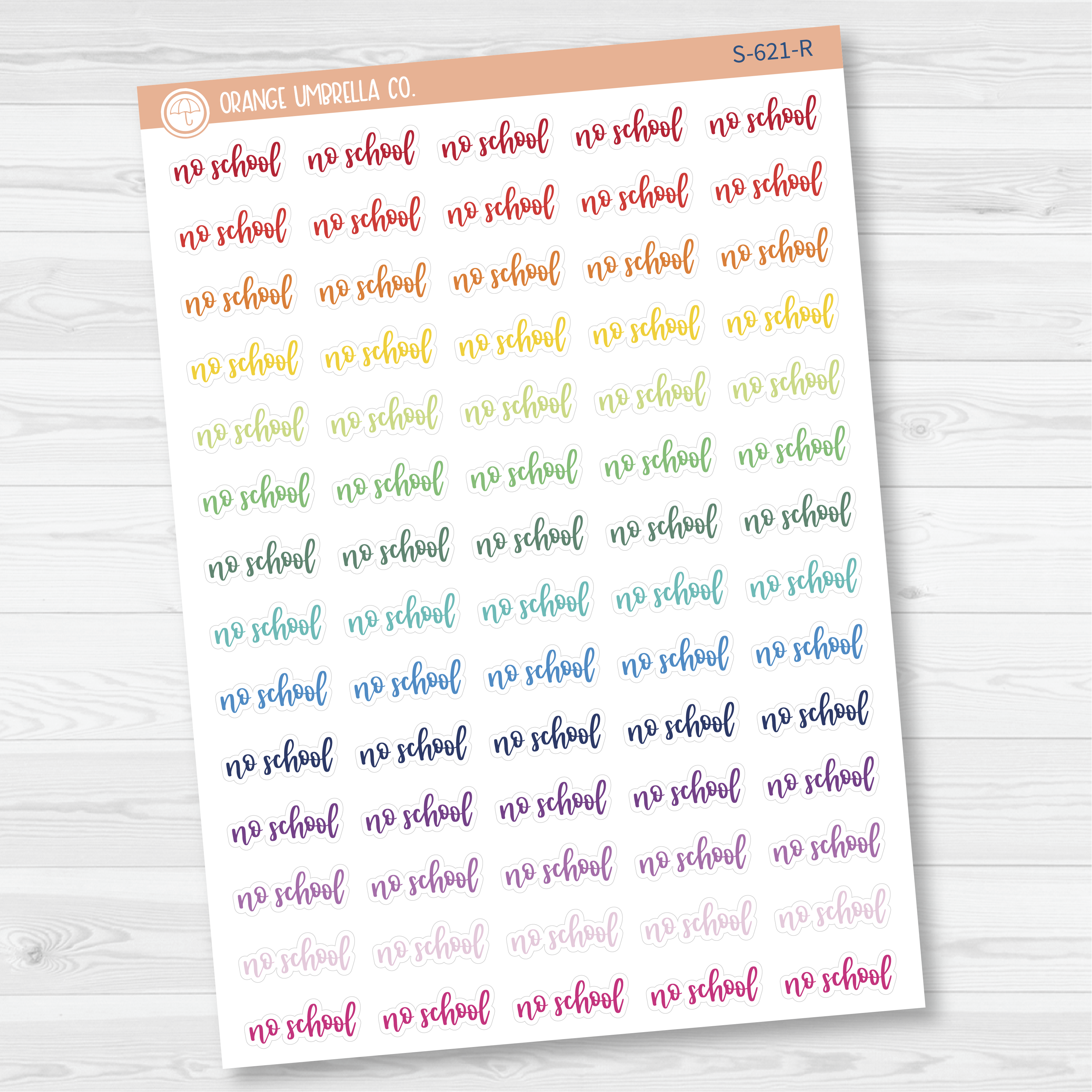 No School Script Planner Stickers | F7 | S-621 / 902-192-001L-WH