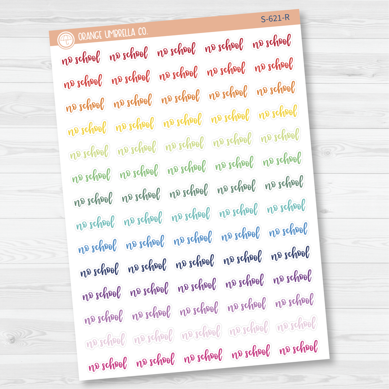 No School Script Planner Stickers | F7 | S-621 / 902-192-001L-WH