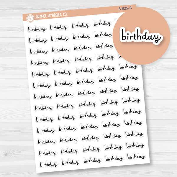 Birthday Script Planner Stickers | F16 | S-625-B