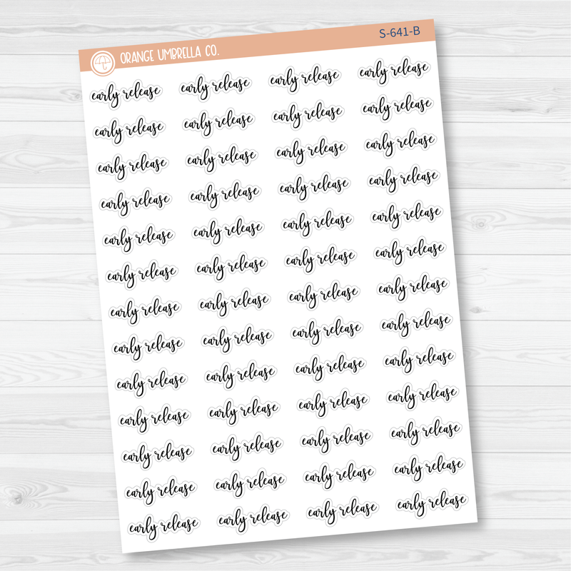 Early Release Script Planner Stickers | F2 | S-641