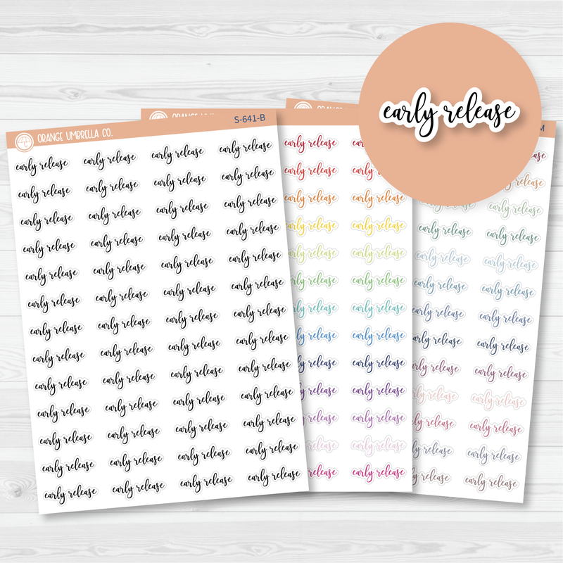 Early Release Script Planner Stickers | F2 | S-641