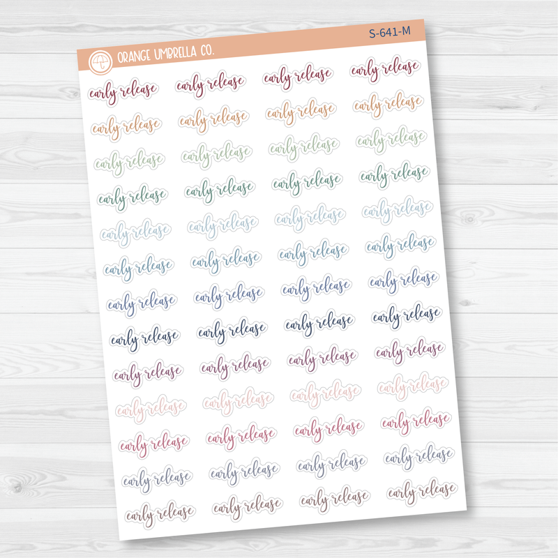 Early Release Script Planner Stickers | F2 | S-641