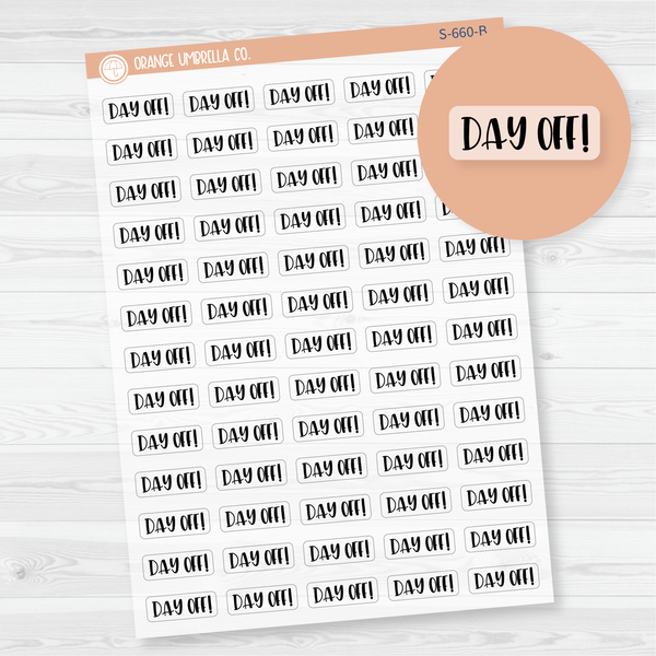 Day Off Script Planner Stickers | F1 Clear Matte | S-660-BCM