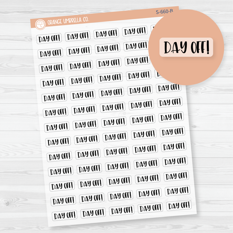 Day Off Script Planner Stickers | F1 Clear Matte | S-660-BCM