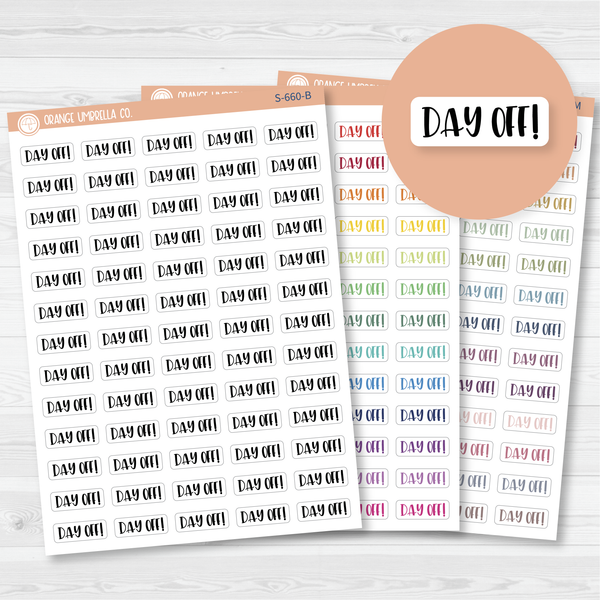 Day Off Script Planner Stickers | F1 | S-660