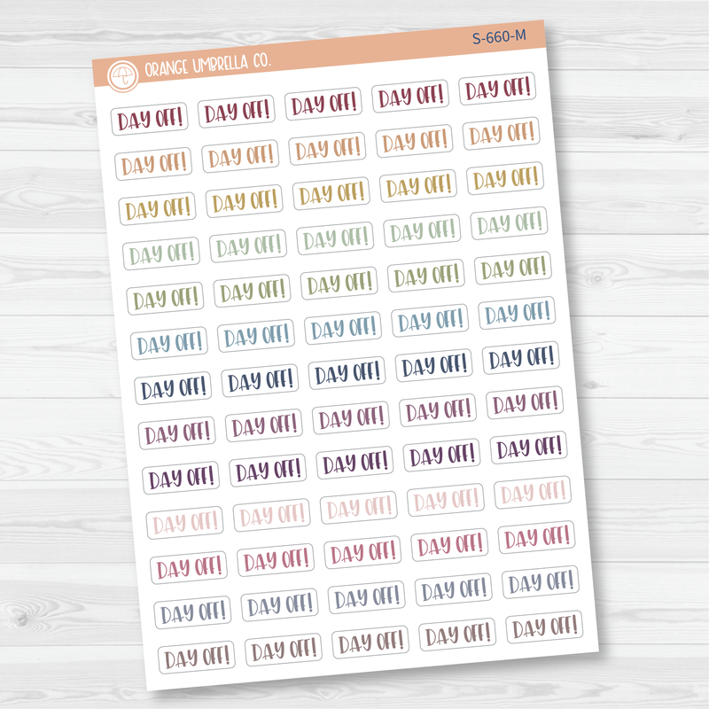 Day Off Script Planner Stickers | F1 | S-660 / 903-111