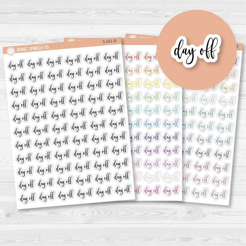 Day Off Script Planner Stickers | F2 | S-661