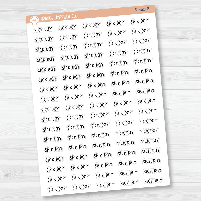 Sick Day Script Planner Stickers | F3  | S-669