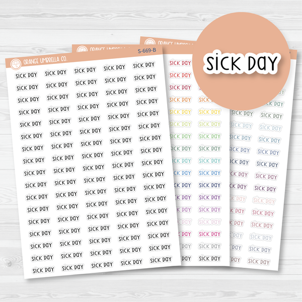 Sick Day Script Planner Stickers | F3  | S-669