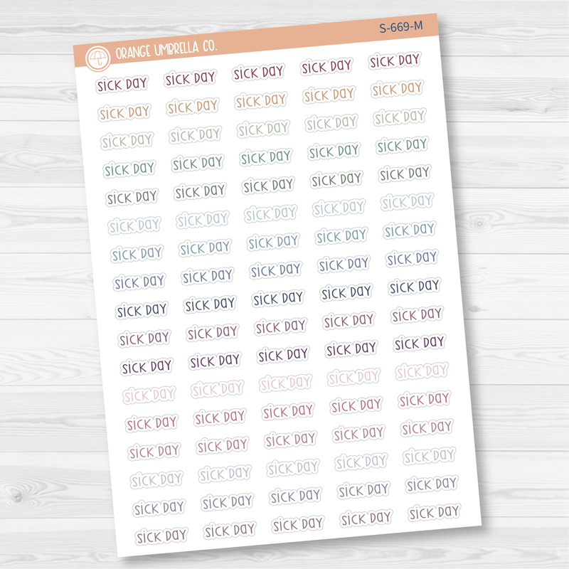 Sick Day Script Planner Stickers | F3  | S-669